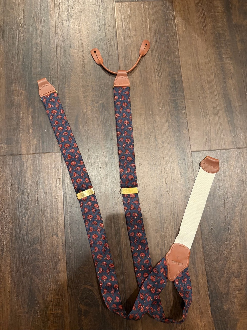 Brooks Brothers Suspenders Navy Red Paisley Men’s Large Dress Suspenders